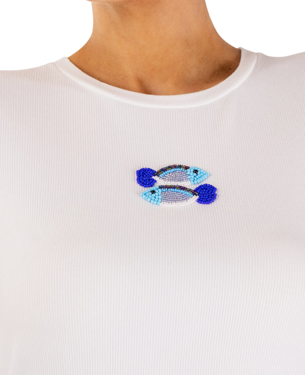 Alaya Fish Beaded T-Shirt