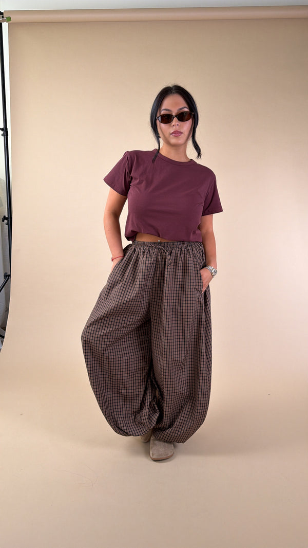 Stephanie Plaid Balloon Joggers