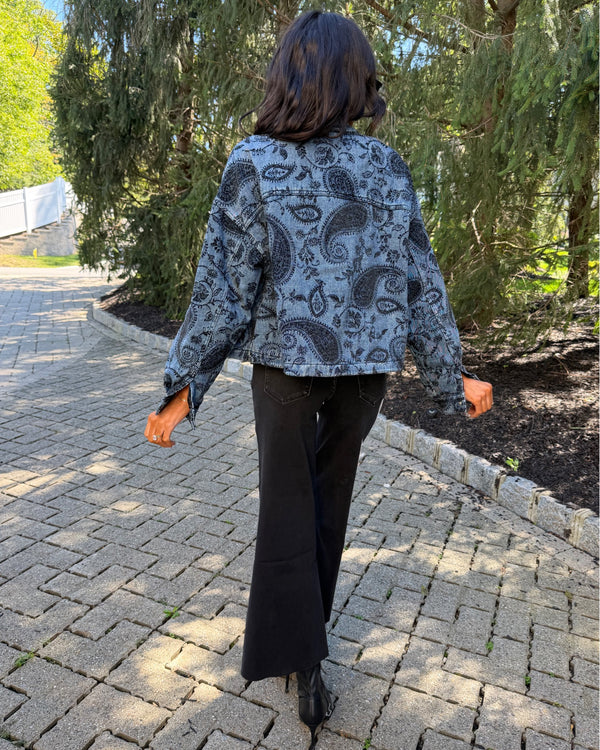 Paisley Embossed Denim Jacket