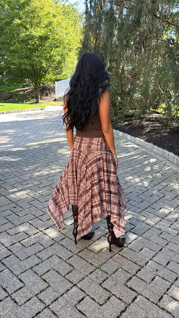 Macie Plaid Midi Skirt