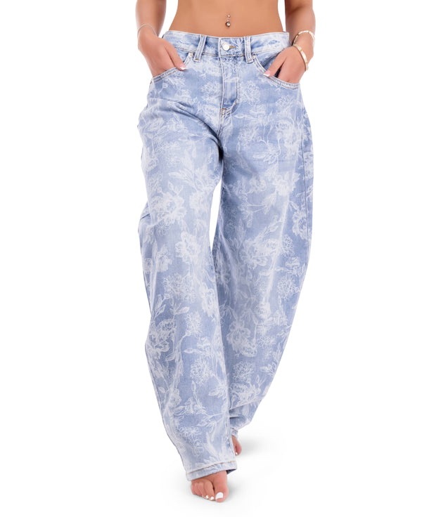 Indy Floral Barrel Jeans